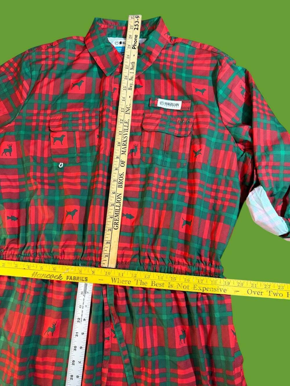 Magellan Outdoors Women's Fish Gear Plaid Christmas Animal Print Shirt Dress XXL - Picture 11 of 11